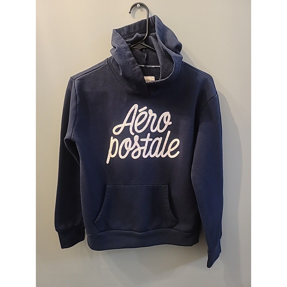 Aeropostale Women's Blue Hoodie With Sparkly Logo Size Medium